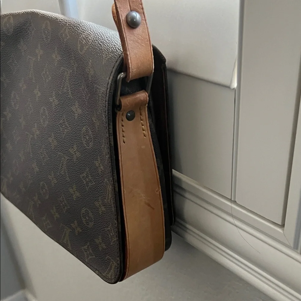 Vintage Louis Vuitton LV Monogram Cartouchière GM Tan and Brown Messenger Bag